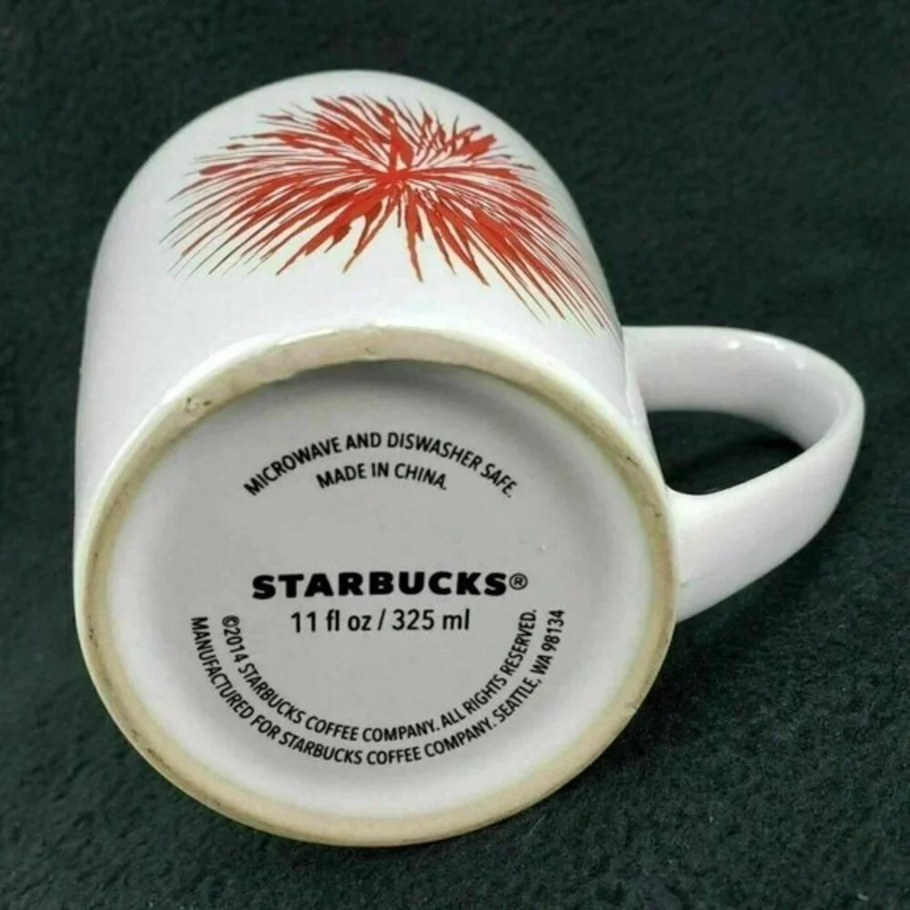 Starbucks Starburst Mug Fireworks 11 Oz‎ Collectible Coffee Tea Cup Red READ